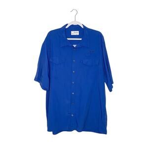 Jawbone Tackle Co. Blue Short Sleeve Fishing Shirt Pockets Mesh Ventilation 2XL